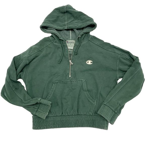 Champion Tops - Vtg Champion Sz M 1/4 zip hooded sweatshirt hoodie embroidered logo pocket 2000s
